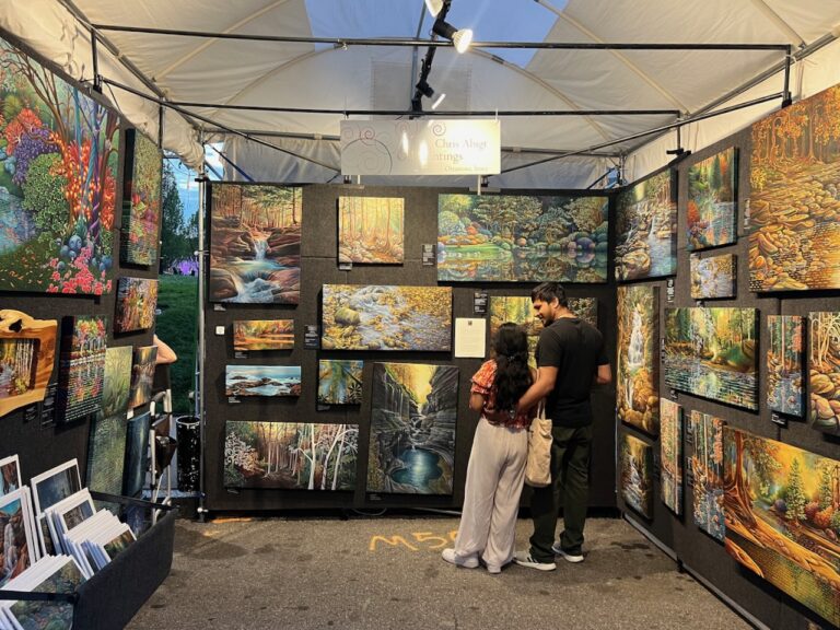 Guests shopping for art at the Festival